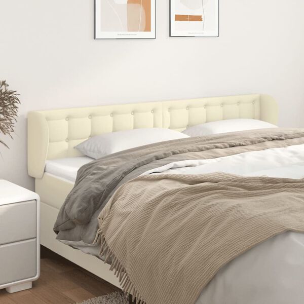 vidaXL Kopfteil mit Ohren Creme 163x23x78/88 cm Kunstleder