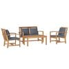 vidaXL Garten-Sofa-Set Natur Teak-Massivholz