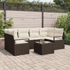 vidaXL Sofa Set mit Kissen 7 pcs Braun und Creme Poly Rattan