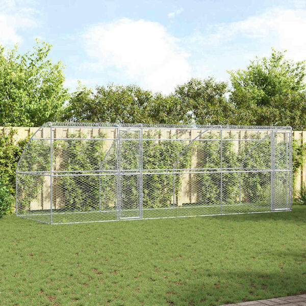 vidaXL Hundek&auml;fig 3 pcs Silber 6 x 2 x 2 m Verzinkter Stahl