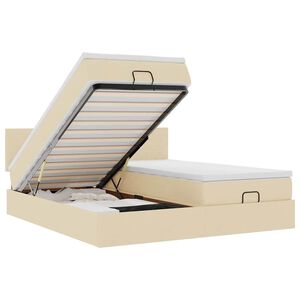 vidaXL Ottoman-Bett mit Matratzen & LEDs Creme 160x200 cm Stoff