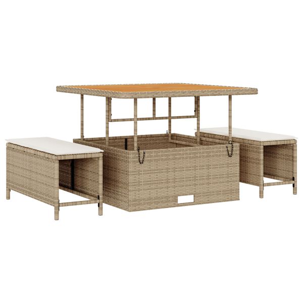 vidaXL Garten-Sofa-Set mit Kissen mit Speicher 13 pcs Beige und Creme