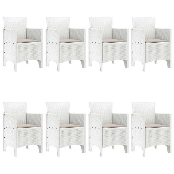 vidaXL Garten Essgruppe 9 pcs Wei&szlig; Polt Rattan