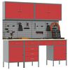 vidaXL Werkbank mit Schubladen 10 pcs Rot Ingenieure Holz und Stahl
