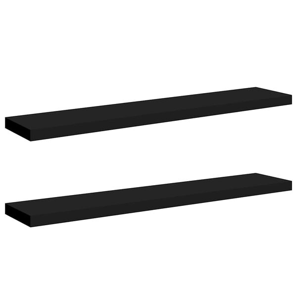 vidaXL Schweberegale 2 Stk. Schwarz 120x23,5x3,8 cm MDF