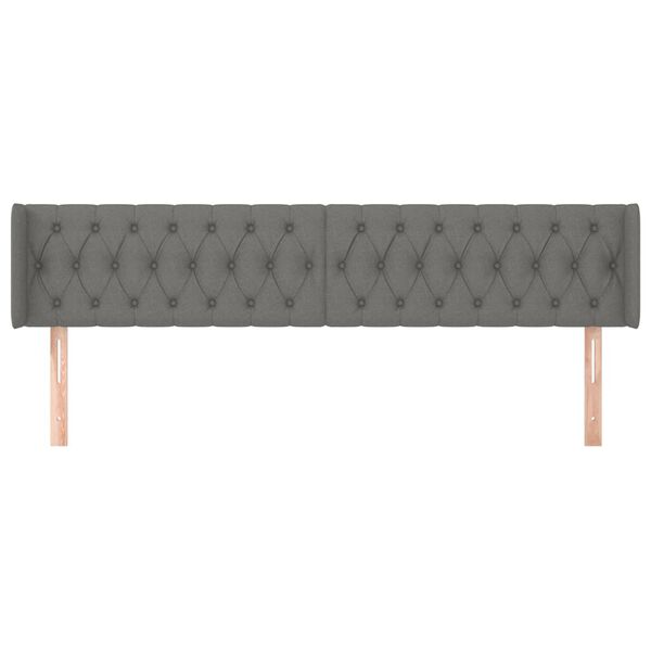 vidaXL Kopfteil mit Ohren Dunkelgrau 183x16x78/88 cm Stoff