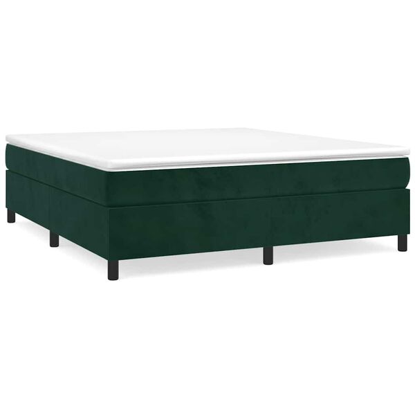 vidaXL Boxspringbett mit Matratze Dunkelgr&uuml;n 200x200 cm Samt