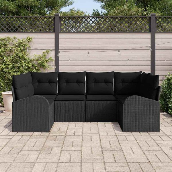vidaXL Gartensofa-set mit Kissen 6 pcs Schwarz Poly-Rattan