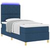 vidaXL LED Boxspringbett mit Matratze Blau 100 x 200 cm Stoff