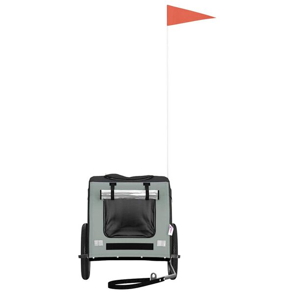 vidaXL Fahrradanhänger Hunde Grau und Schwarz Oxford-Gewebe und Eisen