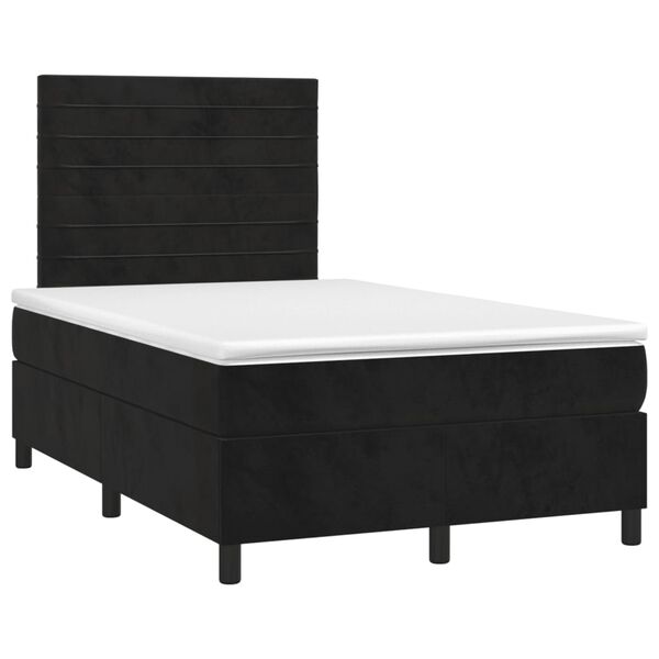 vidaXL Boxspringbett mit Matratze & LED Schwarz 120x200 cm Samt