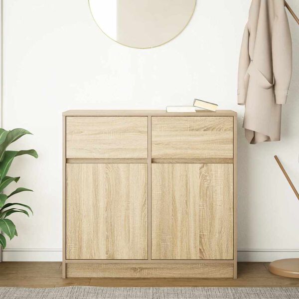 vidaXL Sideboard mit Schublade Sonoma-Eiche 80x34x76 cm Holzwerkstoff