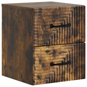 vidaXL Wandmontierter Nachttisch Ger&auml;ucherte Eiche 34,5 x 33 x 40 cm
