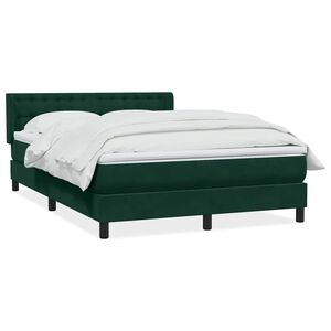 vidaXL Boxspringbett mit Matratze Dunkelgr&uuml;n 160x210 cm Samt