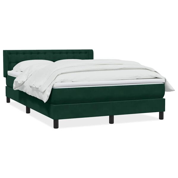 vidaXL Boxspringbett mit Matratze Dunkelgr&uuml;n 160x210 cm Samt
