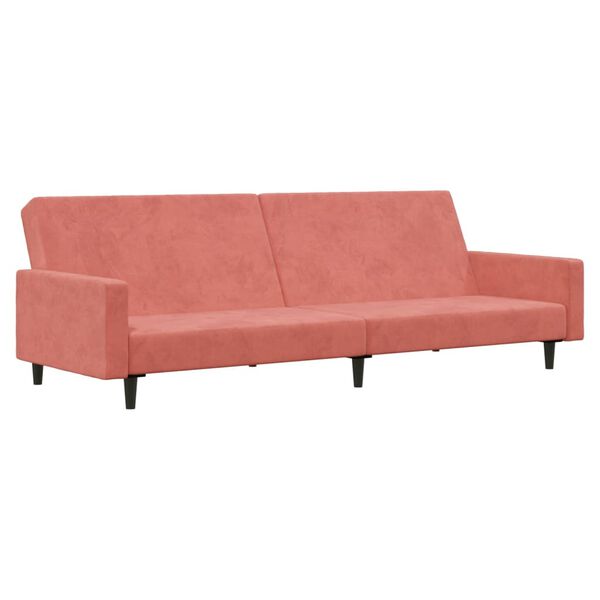 vidaXL Schlafsofa 2-Sitzer mit Fu&szlig;hocker Rosa Samt