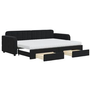 vidaXL Tagesbett Ausziehbar mit Schubladen Schwarz 80x200 cm Samt