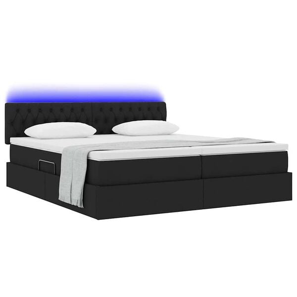 vidaXL Bett mit LED-Lichtleisten Schwarz 180 x 200 cm Stoff