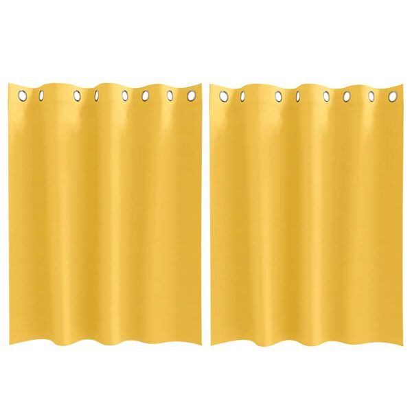vidaXL Verdunkelungs-Vorh&auml;nge mit Ringen 2 pcs Senfgelb 140 x 140 cm