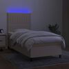 vidaXL Boxspringbett mit Matratze & LED Creme 90x190 cm Stoff