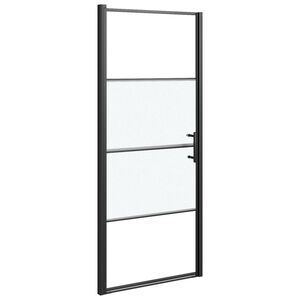 vidaXL Duscht&uuml;r 81x195 cm Halbmatt Hartglas Schwarz