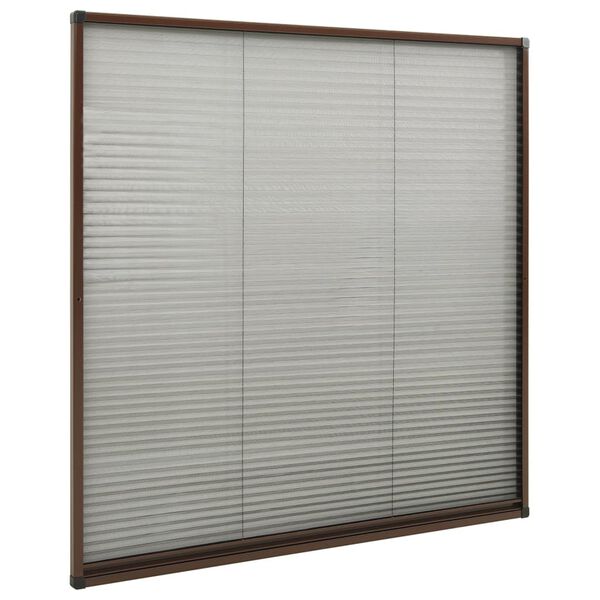 vidaXL Insektenschutz-Plissee f&uuml;r Fenster Aluminium Braun 120x120 cm