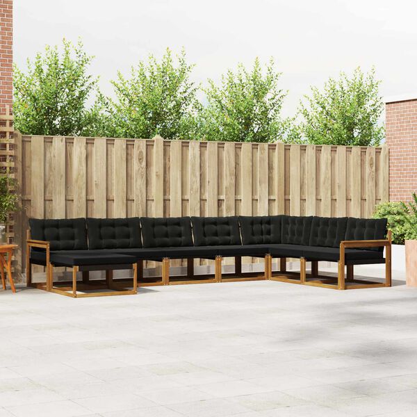 vidaXL Outdoor-Sofagarnitur mit Kissen 24 pcs Nat&uuml;rlich und Schwarz