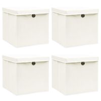 vidaXL Aufbewahrungsboxen mit Deckeln 4 Stk. Weiß 32x32x32 cm Stoff