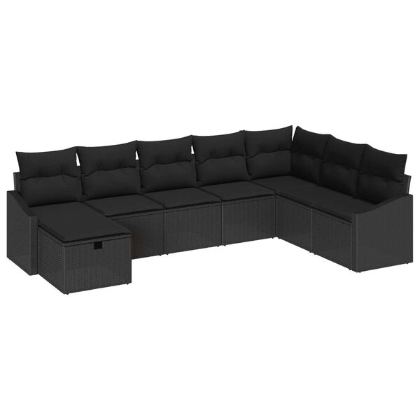 vidaXL Gartensofa-set mit Kissen mit Speicher 8 pcs Poly-Rattan