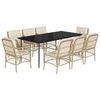 vidaXL 9-tlg. Garten-Essgruppe mit Kissen Beige Poly Rattan