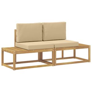 vidaXL Outdoor End Sofa mit Kissen 2 St&uuml;ck Wei&szlig; Massivholz Akazie
