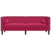 vidaXL Chesterfield-Sofa mit Nackenrollen 3-Sitzer Weinrot Samt