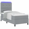 vidaXL Boxspringbett mit Matratze mit LED Hellgrau 90 x 200 cm Stoff