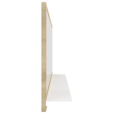 vidaXL Badspiegel Weiß und Sonoma-Eiche 100x10,5x37 cm Holzwerkstoff