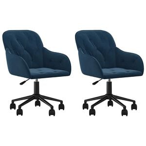 vidaXL Esszimmerst&uuml;hle 2 Stk. Drehbar Blau Samt