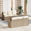 vidaXL Garten-Sofa-Set mit Kissen mit Speicher 7 pcs Beige und Creme