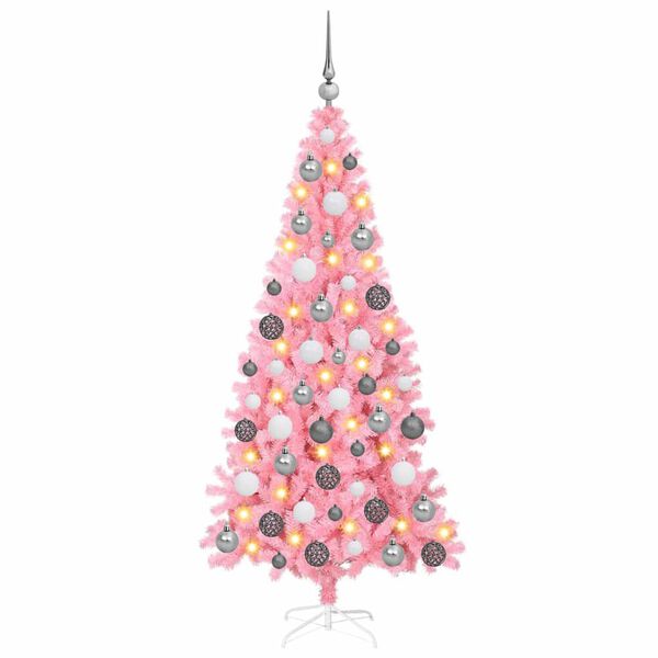 vidaXL Weihnachtsbaum mit 300 LEDs mit St&auml;nder Rosa 180 cm PVC