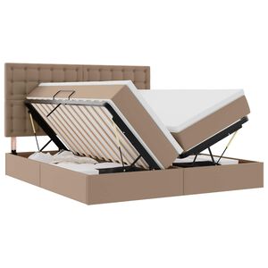 vidaXL Bett mit Stauraum und LED Cappuccino 200 x 200 cm Kunstleder