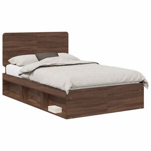 vidaXL Bettrahmen Braun Eichen-Optik 120 x 200 cm Massives Kiefernholz