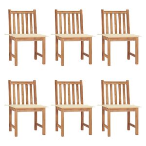 vidaXL Gartenst&uuml;hle 6 Stk. mit Kissen Massivholz Teak
