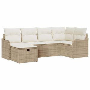 vidaXL Gartensofa-set 6 stk. 6-Sitzanzahl Beige und Creme Poly-Rattan
