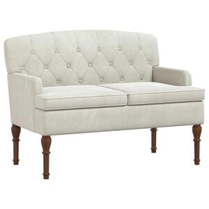 vidaXL Zweisitzer mit Knopfheftung Creme 111 x 65 x 79 cm Samt
