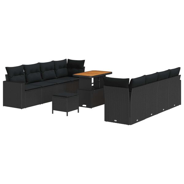 vidaXL Gartensofa-set 11 pcs Schwarz Poly-Rattan