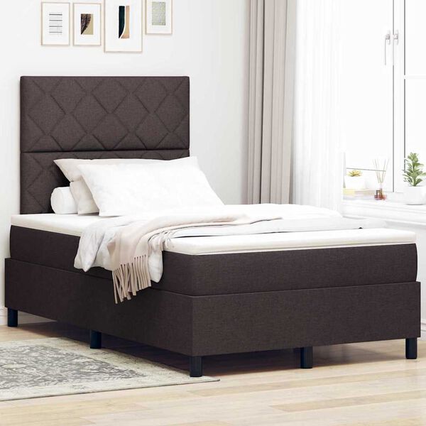 vidaXL Boxspringbett mit Matratze Dunkelbraun 120 x 190 cm Stoff