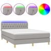 vidaXL Boxspringbett mit Matratze & LED Hellgrau 140x200 cm Stoff