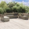 vidaXL 7-tlg. Garten-Lounge-Set mit Kissen Grau Poly Rattan