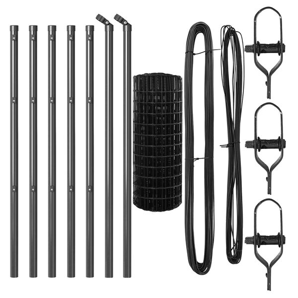 vidaXL Zaun mit Pfosten Grau 0,4 x 10 m Stahl und PVC