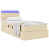 vidaXL Bett mit Stauraum und LED mit Matratze Creme 90 x 200 cm Stoff