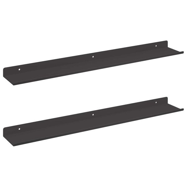 vidaXL Schwebendes Regal 2 pcs Schwarz 60 x 8,5 x 2,5 cm Stahl