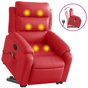 vidaXL Massagesessel mit Aufstehhilfe Rot Kunstleder